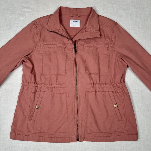 Old Navy Womens Canvas Utility Field Zip Jacket Size M Pink Military Barn Chore - Picture 4 of 15